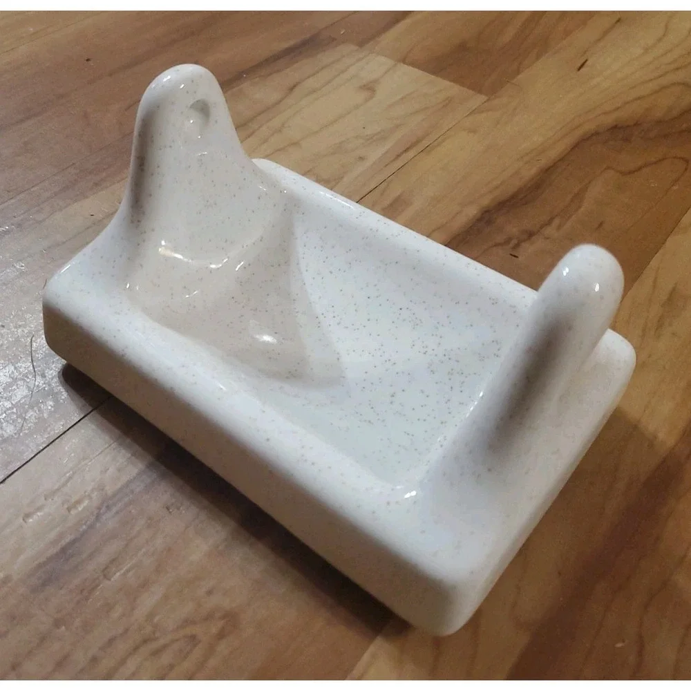 Vintage Ceramic Speckled White Toilet Paper Holder